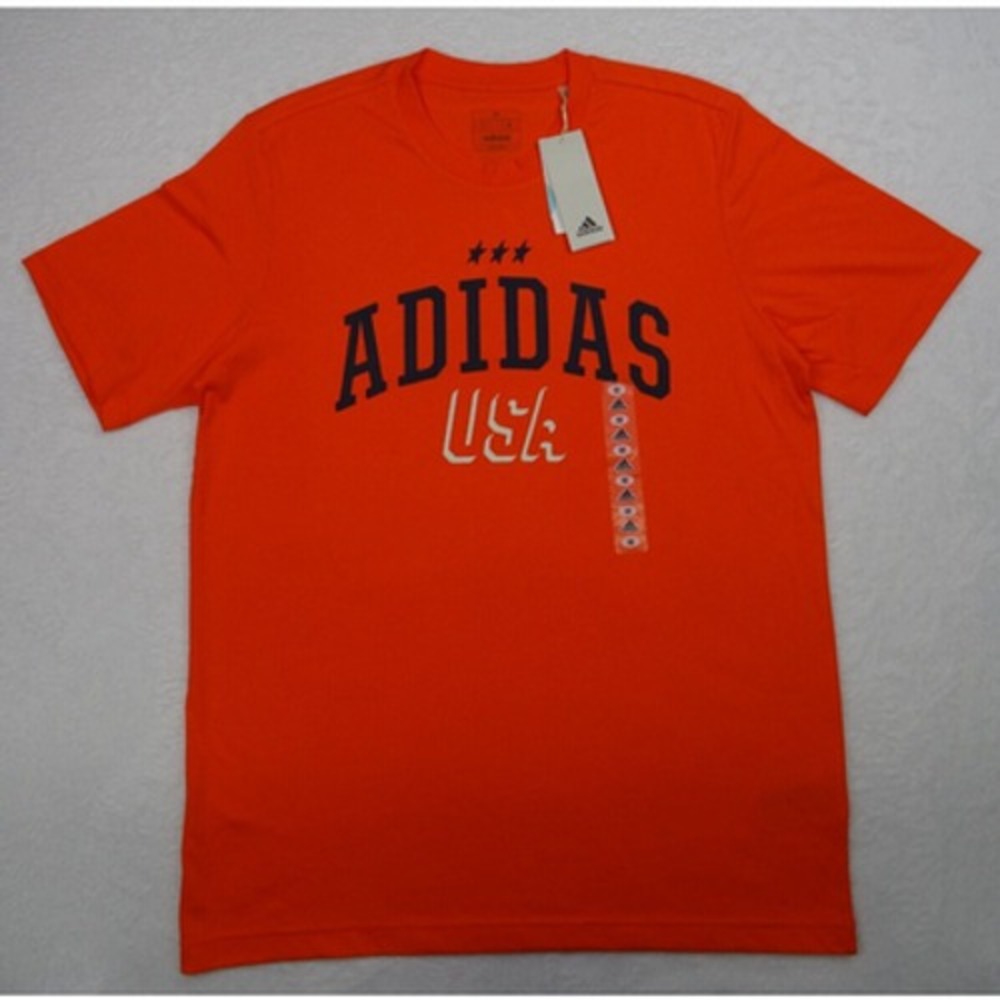 Adidas Mens Shirt‎ Size Medium Red Americana Graphic Tee Short Sleeve Crew Neck